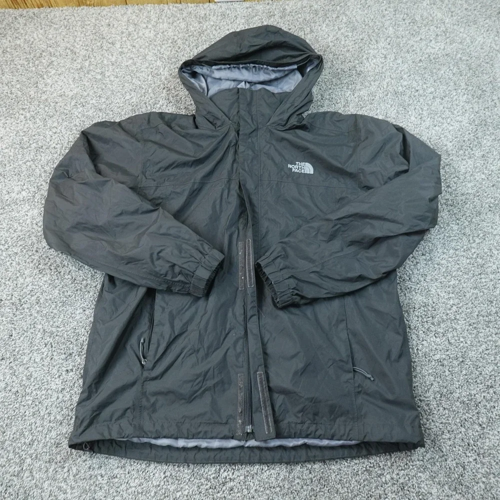 North Face Jacket Mens L Gray Dryvent Waterproof Full Zip Windbreaker Coat Hike